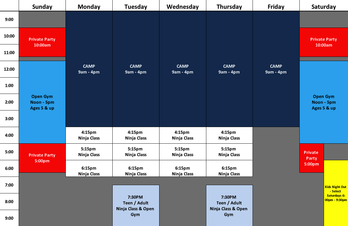 Cedar Park Summer Schedule-2022